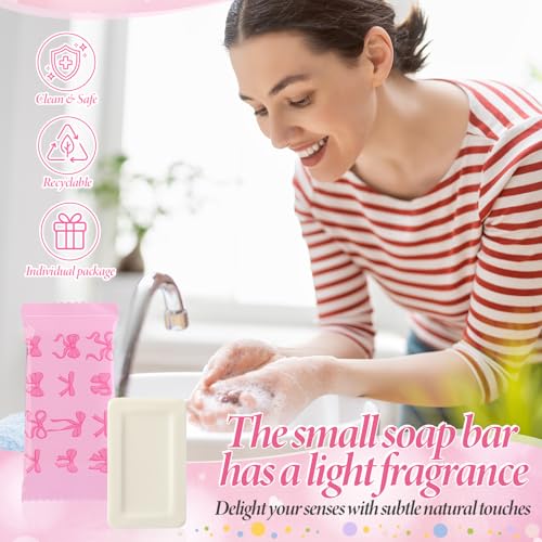 Image of Kacctyen 200 Pcs 0.35 oz Mini Hotel Soap Bars Bulk Individually Wrapped Hand Soap Bars Travel Size Toiletries for Hospitality Guest Holiday (Bow Knot)