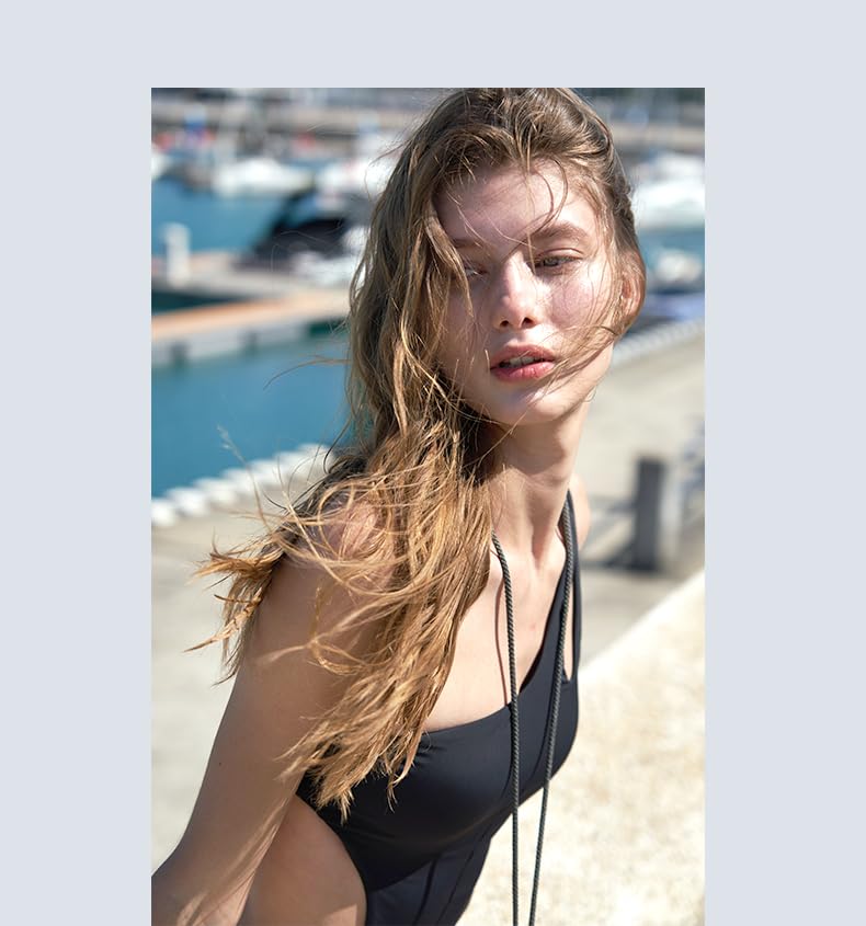 Atlantic Beach One-Shoulder Asymmetric Monokini – Cutout, Backless One-Piece Swimsuit for Women – Black & White2