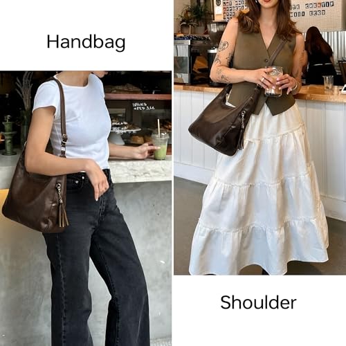 Bolso cruzado hobo de cuero para mujer mediano miniatura 2