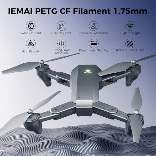 Image of IEMAI Carbon Fiber PETG Filament 1.75mm Matte Gray 1KG, PETG-CF 3D Printer Filament with Dimensional Stability & Low Warpage, High Stiffness, Heat Resistant, Easy Print