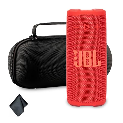 JBL Grip Portable Bluetooth Speaker Red (JBLGRIPRD) – IP68 Waterproof & Dustproof | Bluetooth 5.4 | AI Sound Boost | 14-Hour Battery | Includes Carrying Case & Cleaning Cloth