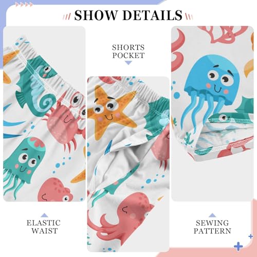 ZZXXB Lovely Octopus Crab Boys Long Pants Soft Trousers Elastic Waist Kids Lounge Bottoms with Pockets S-XL4