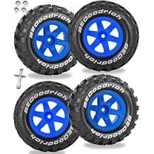 RC Wheels and Tires Off-Road Buggy Tires for 1/12 1/14 1/16 RC Off Road Monster Truck E-REVO Summit REDCAT HPI SAVAGEGT-2XS Volcano-16,1/12 1/14 1/16 Wheels Tires Set Pre-glued,Navy Blue
