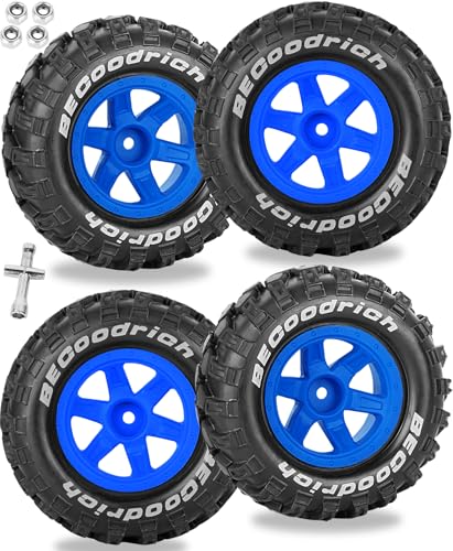 Mubwow Rc Wheels And Tires Off-road Buggy Tires For 1/12 1/14 1/16 Rc Off Road Monster Truck E-revo Summit Redcat Hpi Savagegt-2xs Volcano-16,1/12 1/14 1/16 Wheels Tires Set Pre-glued,navy Blue