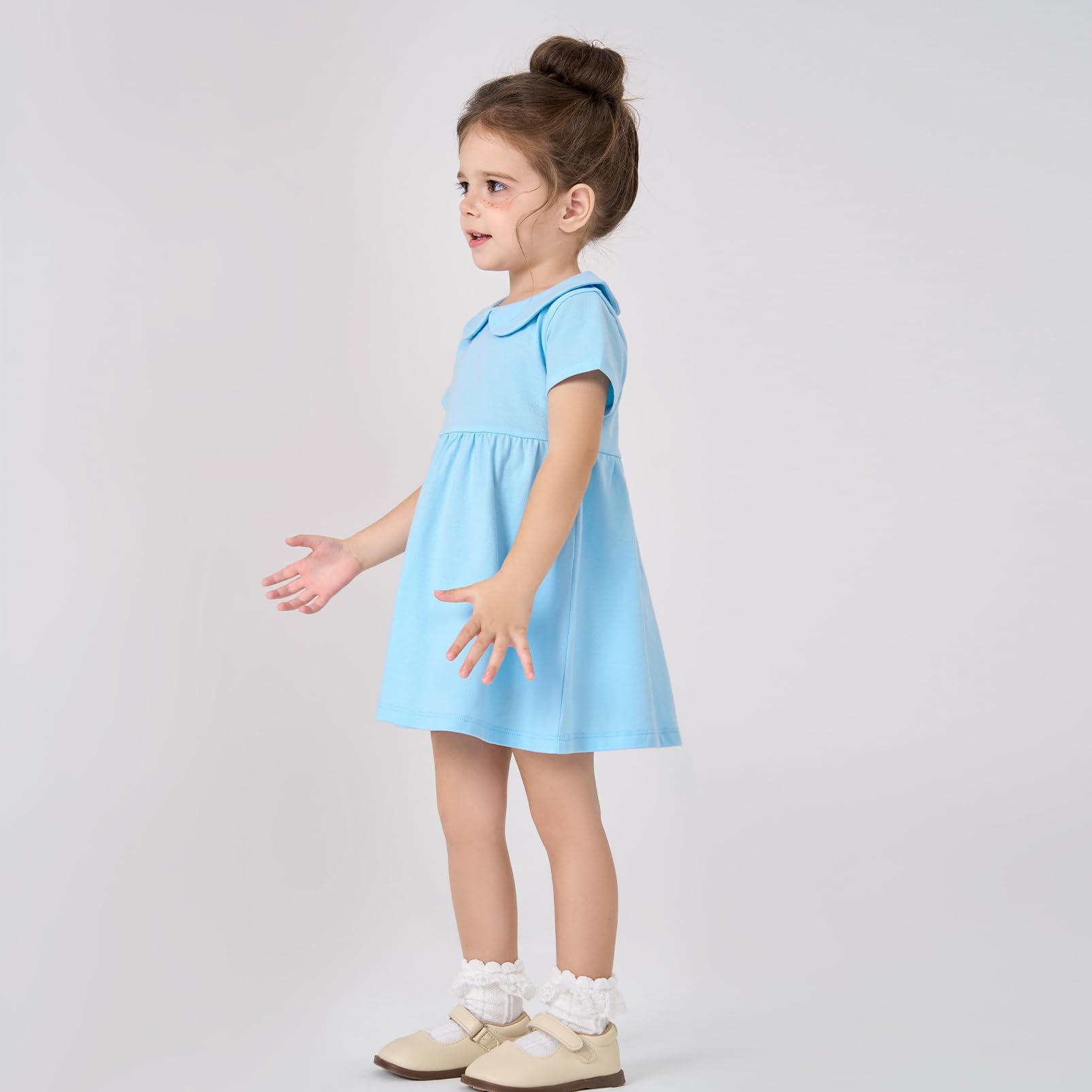 pureborn Vestido de algodón para niña, de 0 a 6 años, color liso