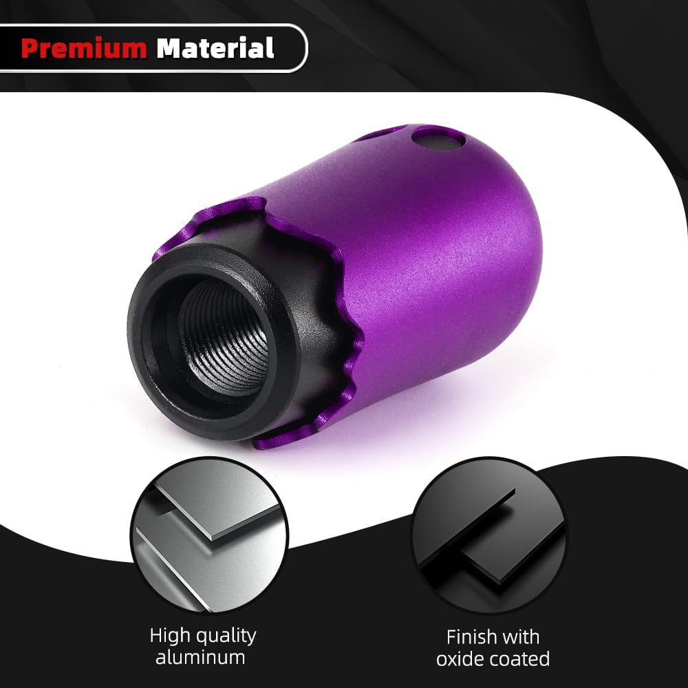 muge racing Ghost Shift Knob, Aluminum Weighted Automotive Gear Shift Manual knobs Lever with 3 Threaded Adapters M8 M10 M12 x 1.25, Universal for Vehicle Funny Cool Spooky Car Accessories (Purple)