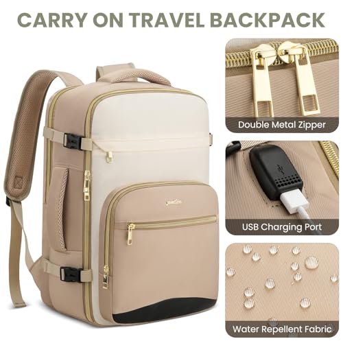 Image of YAMTION 40L Large Travel Backpack for Women,Carry On Luggage with 4 Packing Cubes, Airline Approved Weekender Backpack for Personal Items fits 17 Inch Laptop