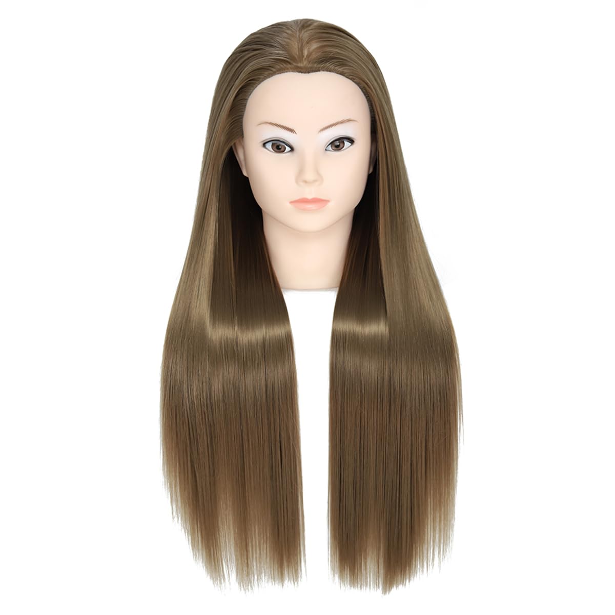 Cabeza de entrenamiento, 26-28" 100% fibra sintética pelo largo peluquería cosmetología cabeza de maniquí para la práctica de peinado con pinza libre juego de trenzado (18)