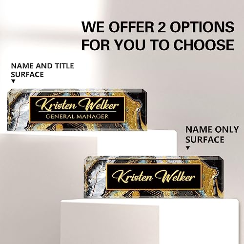 Image of Custom Name Plate for Desk, Desk Name Plate Personalized, Office Decor for Women Men, Acrylic Desktop Accessories, Office Appreciation Gifts for Boss Social Workers Teacher Nurse Employee (Black Coast)