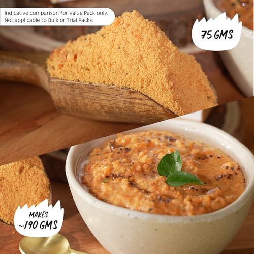 Image of Chutnefy Peanut Chutney | 75g Freeze-Dried Instant Dry Mix | Just Add Water to make 4-5 servings (225g) | 0% Preservatives or Additives