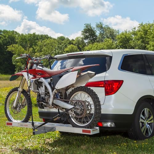 Image of Motorcycle Carrier, 2 inch Hitch, for Car Truck SUV, Extra-Long 6' Ramp, 400 lb Capacity, Dirt Bike Carrier, Black Widow
