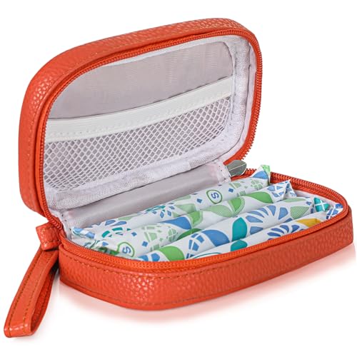 Image of Portable Tampon Organizer - Beige PU Pouch with Handle & Zipper for Women's Period Bags