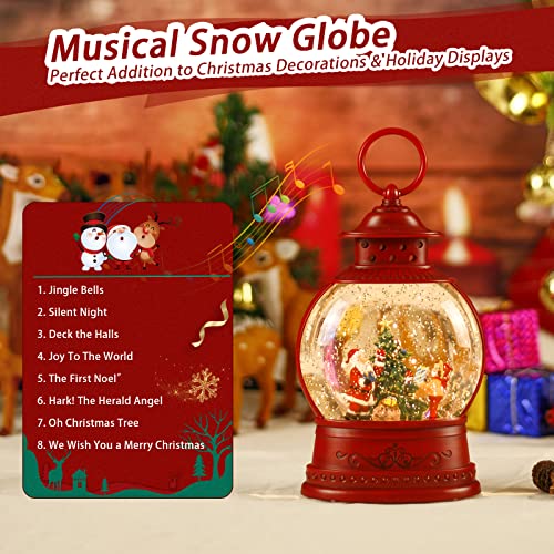 image for HOLYHOM Santa Snow Globe Lighted Christmas Decorations, Musical Christ