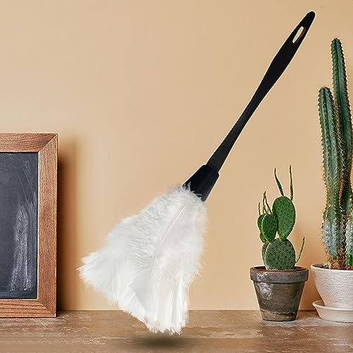Image of 14 Inch Turkey Feather Duster - Lightweight Cleaning Brush for Home, Office, Furniture, Blinds, and Electronics (White)