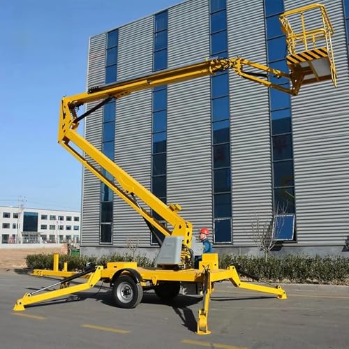 Image of Heavy-Duty Telescoping Ladder, Electric Telescopic Boom Lifting Platform Trailer-Mounted Articulated Aerial Workstation for Warehouse Climbing and Storage Organization