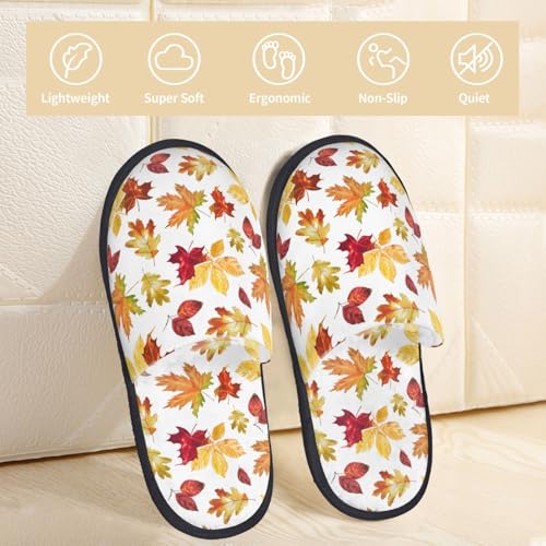 Autumn Leaves Print Women Slippers Home Furry Shoes Keep Men Couples Shoes Warm For Women-3