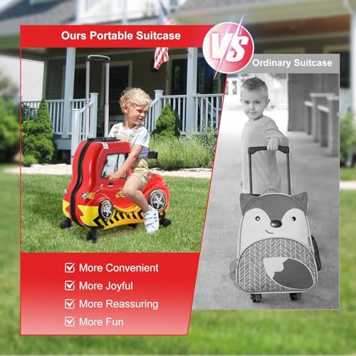 Kids Ride- Suitcase,24 in Ride- Travel Suitcase with Wheels - Cute Hardside Cabin Luggage with Safety Belt for Girls Boys Kids Aged 6-12 Years Old4