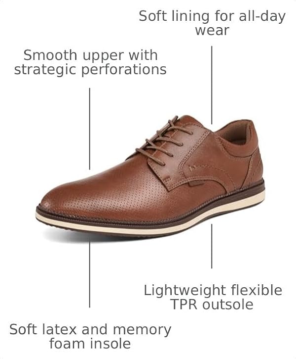 MERIDOS Men's Casual Dress Oxfords Shoes Comfort Business Sneakers Brown by MERIDOS - Used condition - Image 3