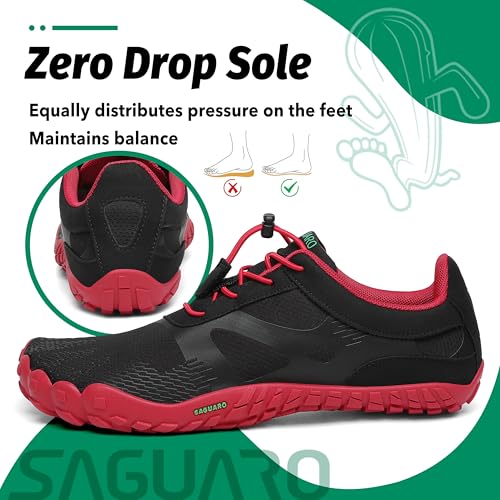 Miniatura 6 de Saguaro Hombre Mujer Zapatillas Barefoot Minimalistas Calzado De Training Ligeras Cmodas Para Caminar Senderismo Ciclismo Trail Running Trekking Playa Agua, Rojo, 42 Eu