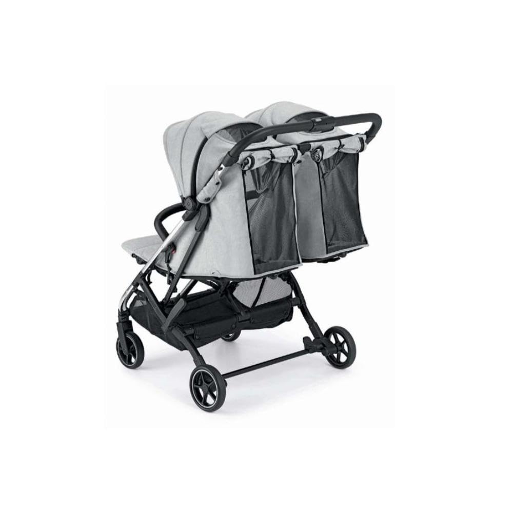 ART851-210 Cam Passeggino doppio - Grigio - GEM, passeggino perfetto per gemelli e/o fratelli e sorelle di diverse età, da 0 a 4 anni (22 kg.), Pieghevole compatto, Facile da trasportare, imbracatura.