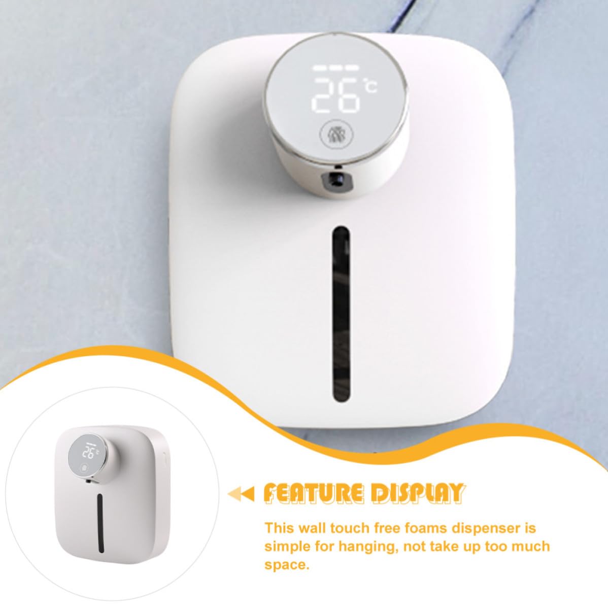 ARTIBETTER Dispensador de Jabón sin Contacto de Pared Recargable, Blanco