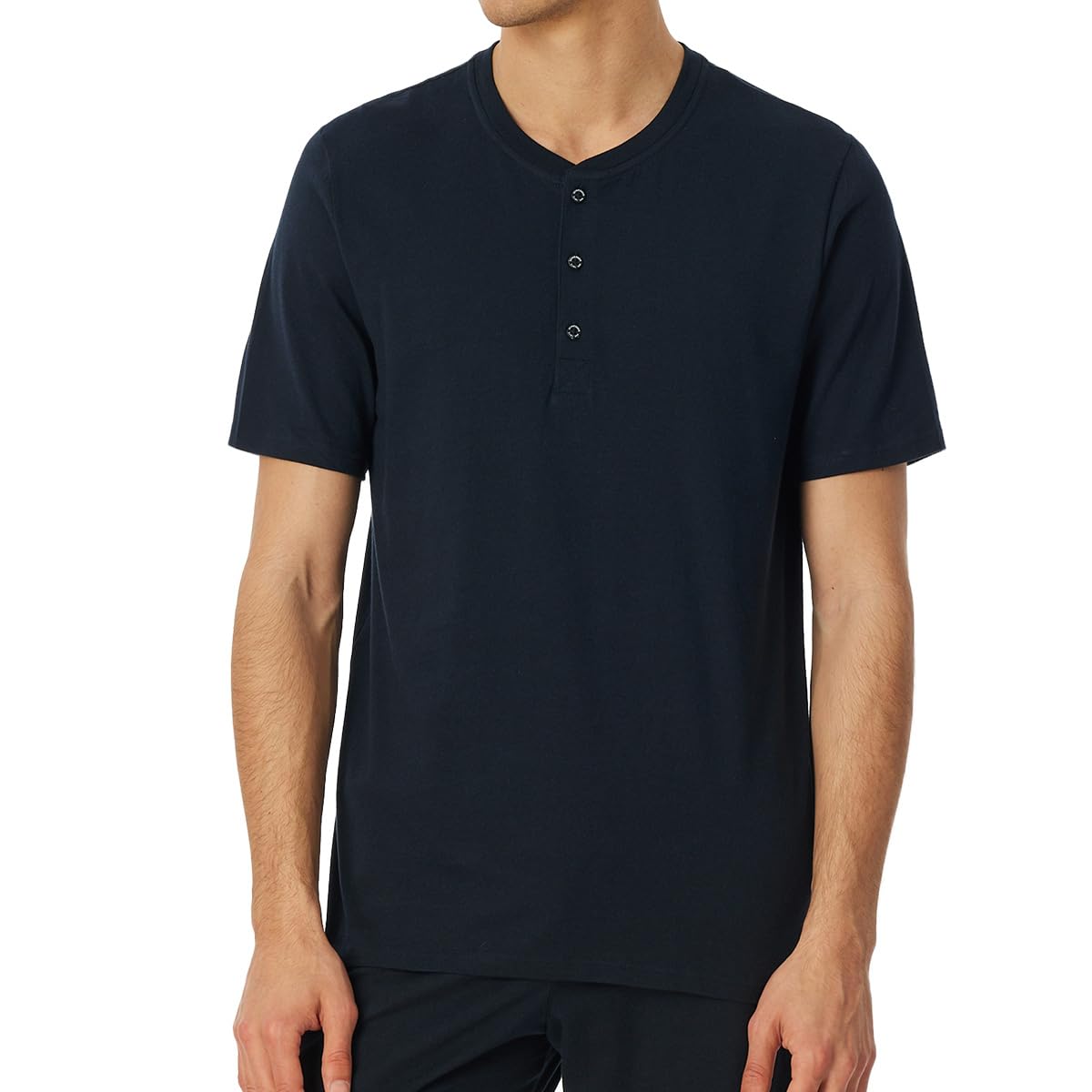 Schiesser Herren Schlafanzugoberteil T-Shirt mit Knopfleiste - 182516