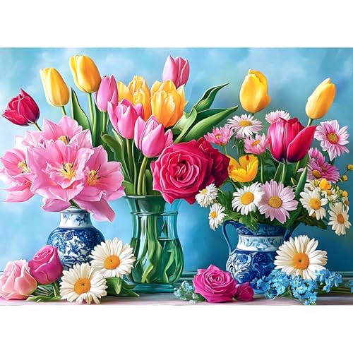 500 Piece Puzzle for Adults, Beautiful Flower and Tulip Rose Jigsaw Puzzles