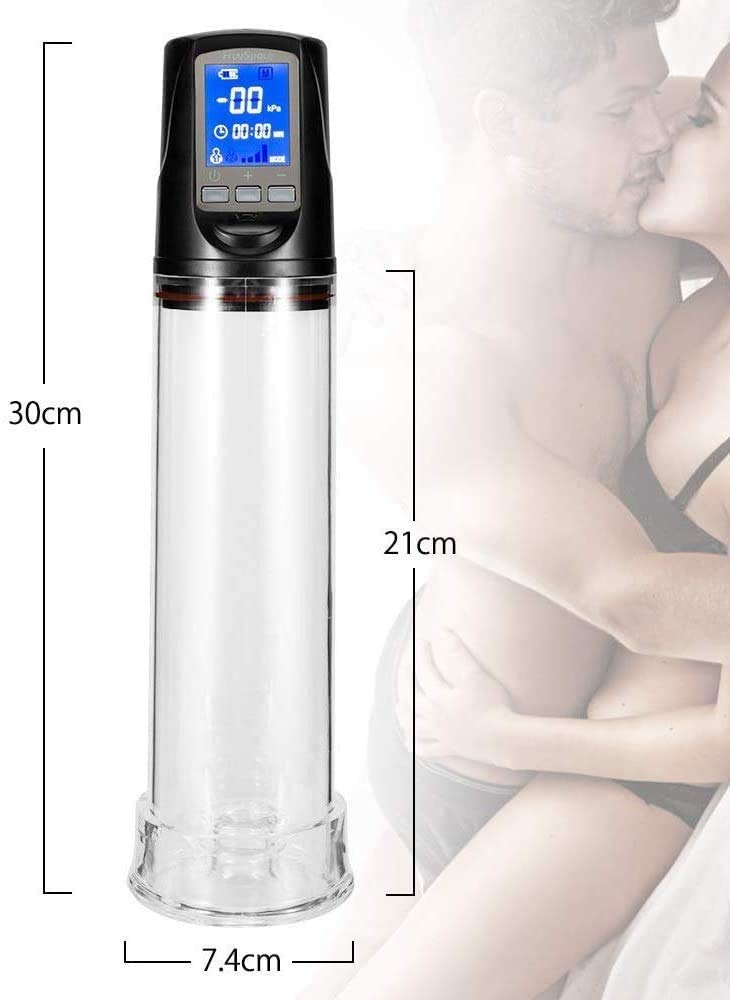 -Tshirt Realistic 12 Pollici Maschio Vacuum Pump Enlarger Muscolo Esercizio Body Enhancemen Extender Massager con Led Panel Screen Visualizza Dati Sulla Salute Miglior Regalo