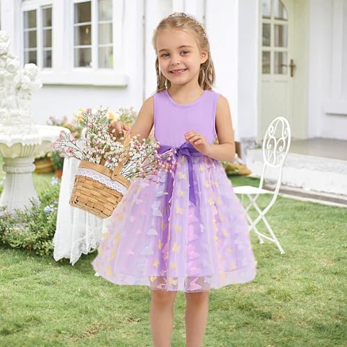 Toddler Tulle Dress Little Girls Summer Sleeveless Dresses Kids Tutu Princess Party Formal Sundress 2-8Y4