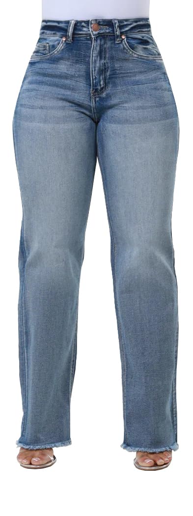 KnoInt Wide Leg Straight Jeans