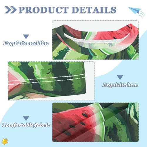 Boys Short Sleeve T-Shirts Watermelon Red Green Fruit Rashguard Kids Swim Shirts Sun UPF 50+3