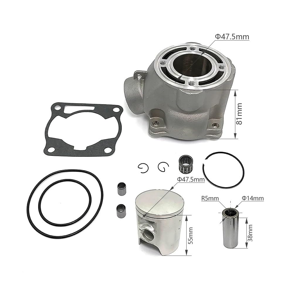 Zestaw cylindra do tuningu 85CC ​​47.5mm otwór zestaw cylindrów motocyklowych blok cylindrów zestaw sworzni tłokowych pasuje do silnika z wałem korbowym YZ80 YZ85