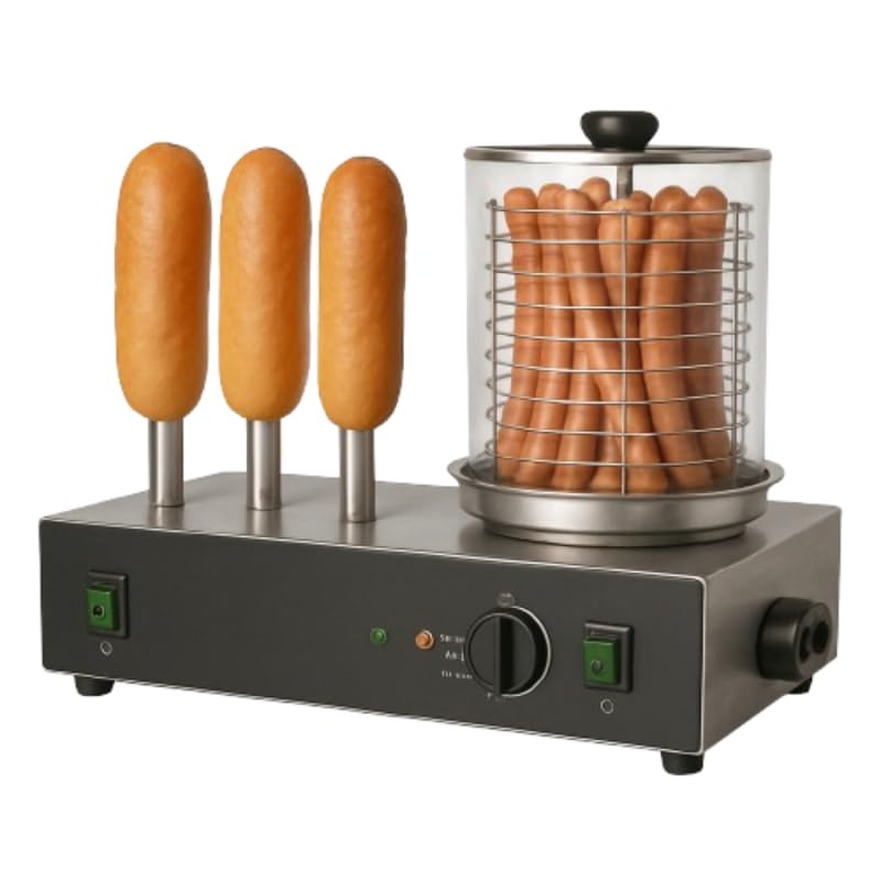 Chauffe Hot-Dog Électrique 3 Plots - Cuve Inox - 0,7 kW - Chauffe-Pains et Saucisses Professionnel