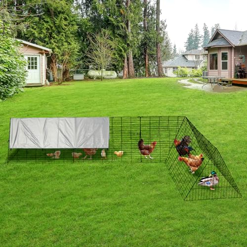 Metal Chicken Tunnels for Yard Portable Chicken Coop with Corner Frames Small Metal Chicken Cage for Ducks Rabbits