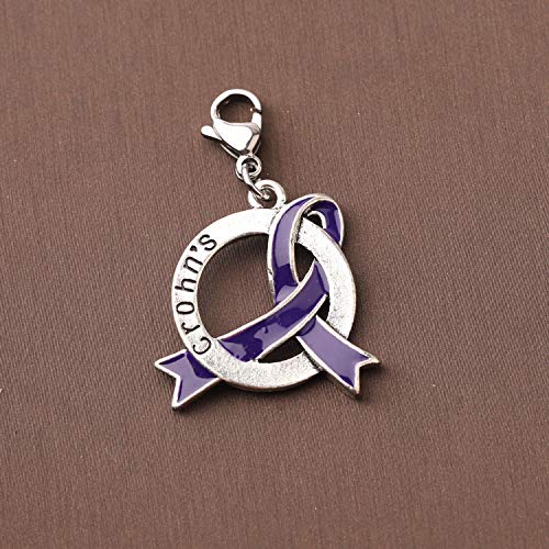 CENWA Crohns Awareness Purple Ribbon Charm Zipper Pull Crohns Warrior Crohns Jewelry Crohns Awareness Gift3