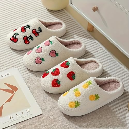 Image of Women's Men's Cute Fuzzy Heart Slippers Memory Foam Fluffy Couple Slippers Cozy House Indoor Outdoor Shoes