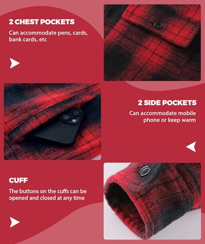 Image of ZITY Men's Flannel Hooded Jacket Fleece Sherpa Lined Plaid Shirts Jackets Zip Up Sweatshirt Hoodies for Men with 4 Pockets