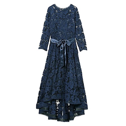 ラナン（Ranan） イレギュラーヘム総レースドレス【ネイビーケイ/M】