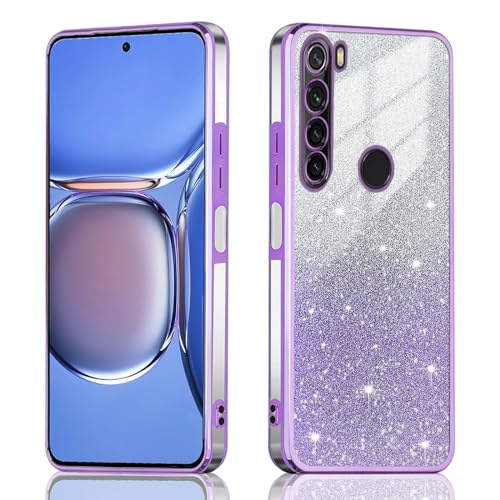 JNERBUYI Cover Protettiva per Xiaomi Redmi Note 8 2021, Custodia per Telefono Antiurto, Guscio Elettrolitico Squisito, Cover Bumper Glitterata per Ragazze. Lavanda