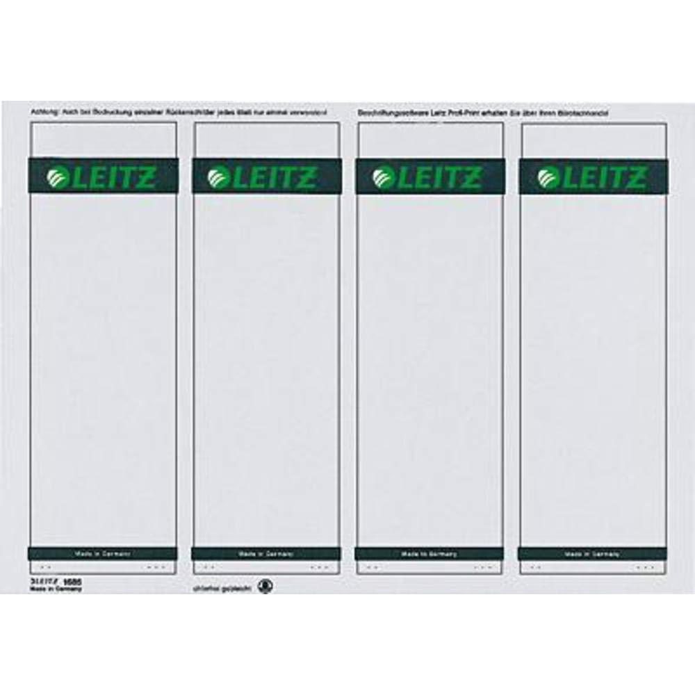 Leitz PC-beschriftbare Rückenschilder selbstklebend für Standard- und Hartpappe-Ordner, 400 Stück, Kurzes und breites Format, 62 x 192 mm, Papier, grau, 16850085