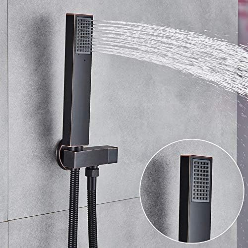 Moderno set di rubinetti per doccia neri con soffione doccia a pioggia, 6 getti massaggianti SPA a 3 vie, miscelatore caldo e freddo, 25,4 cm e 20,3 cm, sistema doccia per il massimo relax