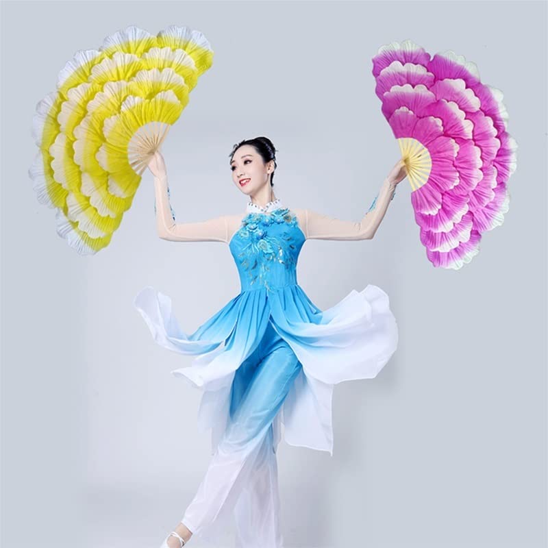 Éventail de danse double face en soie pour mouvements fluides