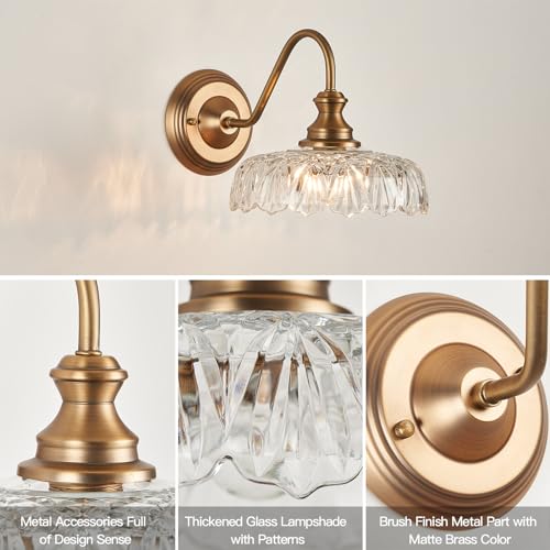 Image of HDDFL Vintage Wall Scone Bedside Wall Lamp Matte Brass Bedroom Light Fixtures in Door Lighting Fixture for Living Room Hallway Corridor