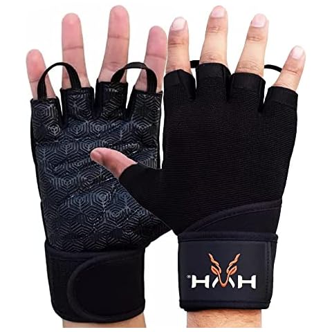 HMH Sports Gym Gloves Weight lifting Gloves for Men Women Wrist Support Padded Extra Grip Palm Protection Exercise Fitness Workout Gloves, Hanging, Pull ups, Breathable Cover