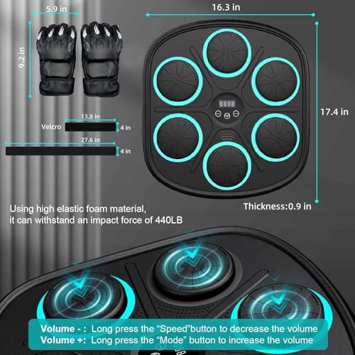 new music boxing machine for adults and kids training machine with led electronic wall mounted suitable for home office gym fun fitness equipment with premium gloves