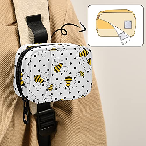 Image of Naanle Bees on Polka Dots Pill Box 7 Day Pill Case Travel Pill Organizer Bag with Zipper Portable Weekly Case Compact Size for Vitamin Supplement Holder