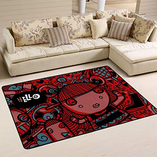 Tapis de séjour Ruchen en velours corail doux et isolant 80x58