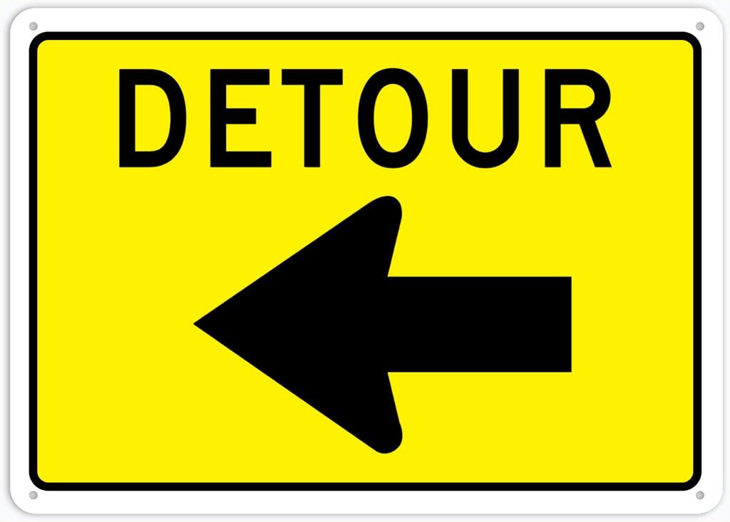 8"x12" Aluminum Metal Sign - Detour Arrow Left - Indoor & Outdoor Use For Home, Office, Work