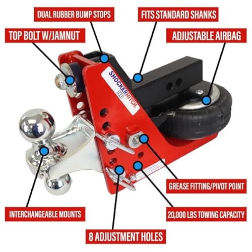 Shocker Hd 20K Air Hitch With Combo Ball Mount, Fits 2-1/2" Hitch #TOP2