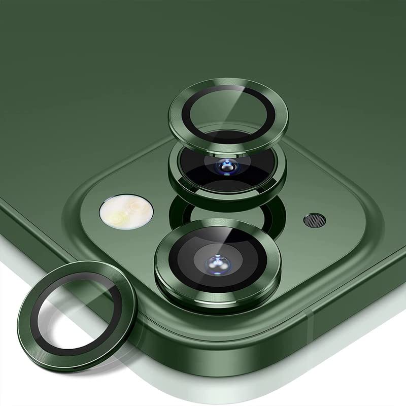 Image of [Dark Green (Pack of 2) Camera Lens Protector For iPhone 13 | For iPhone 13 Mini, Scratch-Resistant Ultra-Thin Tempered Glass with Aluminum Edge